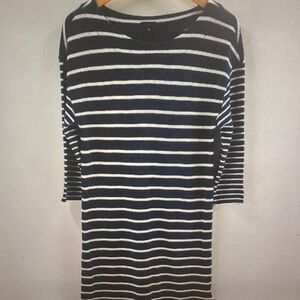 Talbots Navy and White Striped Knit Dress